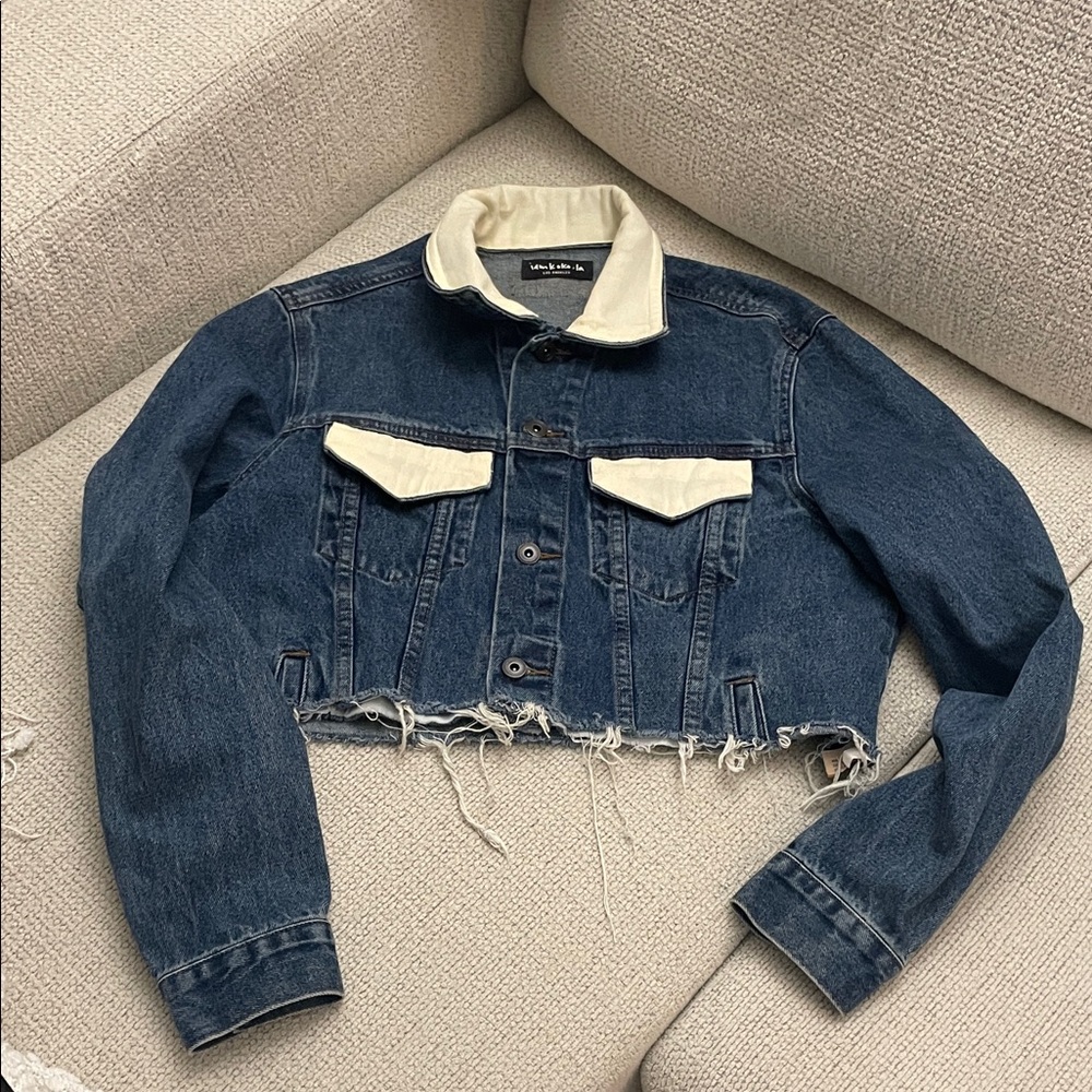 Blue Denim Jacket with Cream Details